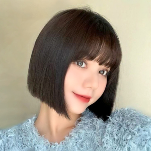 假发女短发真发全真人发全头套2021年时尚新款一刀切波波头假发套