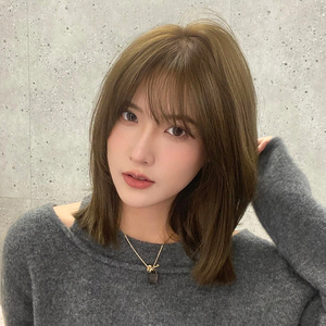 假发真发全真人发女短发自然全头中长发真人发丝层次锁骨发假发套