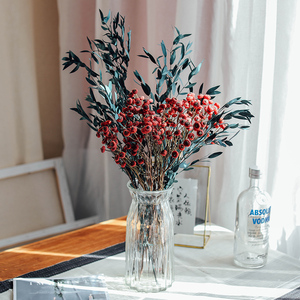 天然蔷薇果干花复古红色喜庆婚房新房软装布置装饰插花摆件小红果