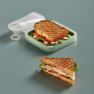 日式三明治盒吐司保鲜盒硅胶午餐盒子家用三文治便携式外带便当盒