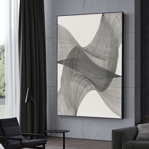 灰度后现代线条玄关装饰画餐厅壁画北欧高端落地客厅定制轻奢挂画