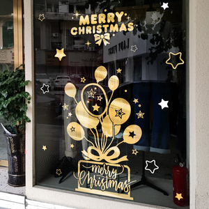 圣诞节超市橱窗装饰店铺门布置墙贴玻璃门窗节日贴纸美观自粘墙贴