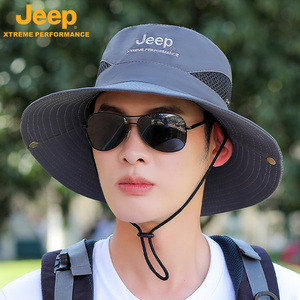 jeep吉普帽子男夏季垂钓透气渔夫防晒户外登山男士大檐遮阳太阳帽