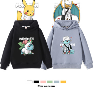 宝可梦妙蛙种子卫衣儿童卡通连帽加绒加厚男童女童秋冬季保暖蓝色