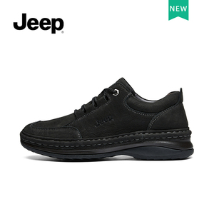 jeep/吉普男士休闲鞋官方正品皮鞋中老年户外徒步旅行鞋真皮防滑