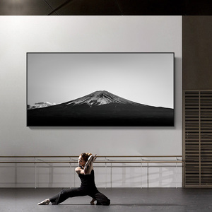 工业风客厅装饰画极简黑白富士山沙发背景墙挂画轻奢大气卧室壁画