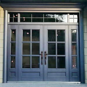 定制钢化玻璃门别墅大门双开门家用乡村锌合金自建房防盗门进户门