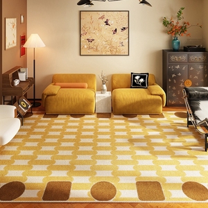 黄色地毯客厅免洗可擦沙发地垫高级感卧室房间床边飘窗衣帽间脚垫