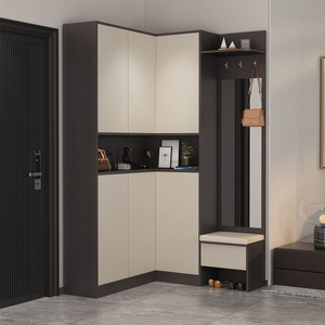 简约现代转角鞋柜带换鞋凳家用入户鞋柜玄关柜定制进门鞋包收纳柜