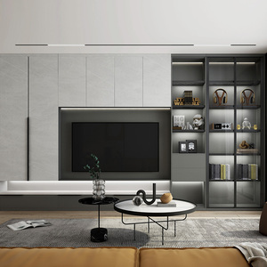 官方 米兰纳家居定制电视墙柜一体组合客厅电视机茶几置物柜子