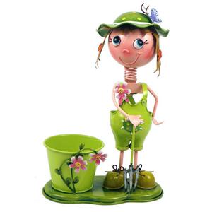 可爱卡通创意铁皮娃娃小花盆笔筒欧式桌面摆件装饰手工艺品收纳桶