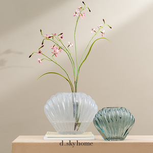 600人付款淘宝欧式扇形创意家居玻璃花瓶小款装饰插花客厅餐桌简约