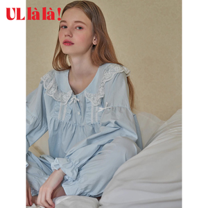 ULLALA2024春季新品韩国进口家居服套装女纯棉休闲女睡衣长袖甜美