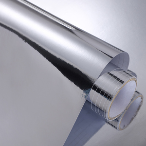 金属亮面银色贴纸自粘泊银镜面贴纸反光贴纸锡纸防水不锈钢即时贴