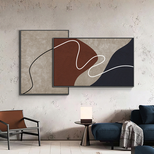 抽象艺术极简风餐厅墙面装饰画客厅沙发背景墙挂画意式叠加创意画