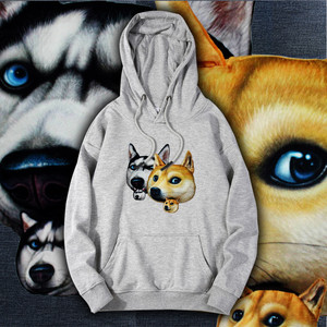 二哈搞笑沙雕表情印花套头卫衣服男装哈士奇魔性头像逗比长袖t恤