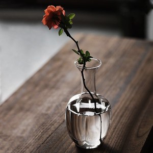 国风宋代美学花瓶 中式复古透明玻璃插花水瓶茶室摆件 禅意茶道花