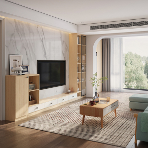 林氏木业全屋定制电视柜一体组合墙客厅多功能储物组合背景墙整体