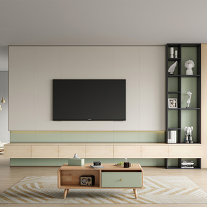 林氏全屋定制电视背景墙简约现代客厅沙发装饰木饰面电视机护墙板