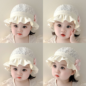春夏季婴儿帽子女宝宝花朵盆帽小公主女童渔夫帽婴幼儿防晒遮阳帽