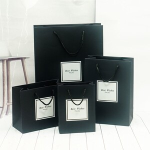 简约黑色纸袋精美手提袋鞋盒包装生日ins风网红礼物大小号礼品袋