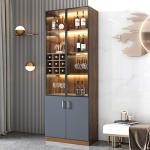 玻璃酒柜客厅靠墙现代简约轻奢双门酒柜家用餐边柜高档展示储物柜