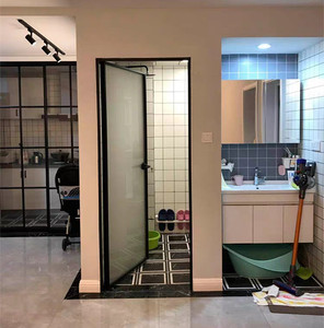 16极窄边框钛镁合金平开玻璃门厨房卫生间门简约