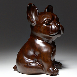黑檀木雕狗摆件十二生肖狗家居客厅办公室装饰动物摆设红木工艺品