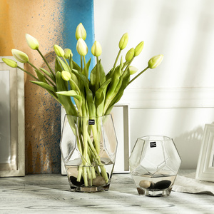 简约几何玻璃花瓶摆件客厅创意菱形透明水培鲜花瓶装饰品花艺套装