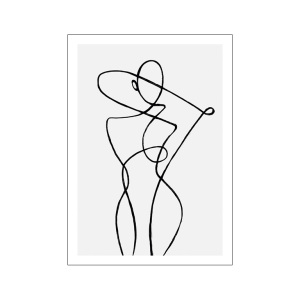 北欧简约抽象黑白线条人物客厅装饰画油画布打印无框画防水画芯