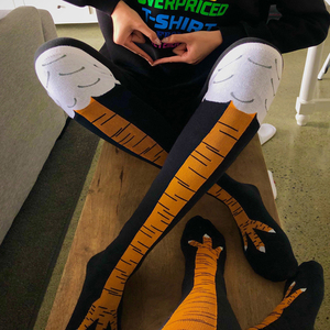 长筒鸡爪袜及膝小腿秋冬嘻哈有趣潮流网红沙雕搞怪鸡脚腿动物袜棉