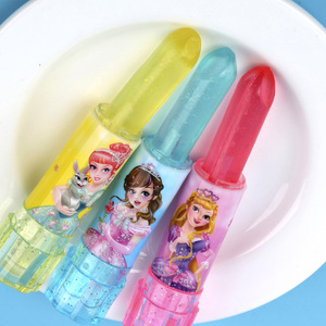 可爱儿童零食卡通公主闪光口红糖水果味带糖果发光小玩具趣味糖.