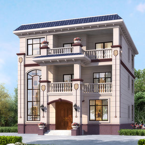 c839新农村三层欧式平顶别墅设计图纸自建房外观小洋房样图效果图