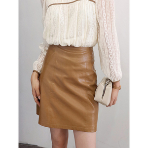 棕色小皮裙女秋冬高腰短款包臀百搭气质显瘦甜酷复古设计感半身裙