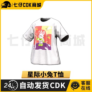 PUBG绝地求生皮肤星际小兔T恤吃鸡中秋小兔白色短袖衣服兑换码CDK