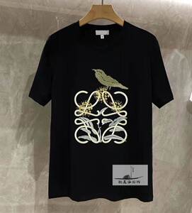 韩径代购loewe罗意威22早春新品刺绣花卉logo图案宽松圆领短袖男
