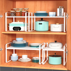 厨房分层置物架橱柜内隔板厨柜隔层架多层调料收纳锅架台面小架子