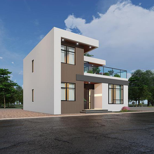 b730农村二两层网红现代风格别墅设计图纸带阳台简约自建房图楼房