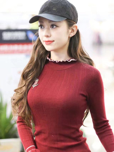 维娜丝法代 sandro 20新款女吉娜爱丽丝木耳边修身百搭针织衫毛衣