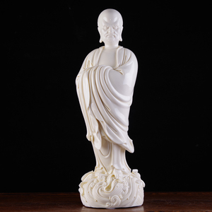 德化白瓷禅宗祖师达摩渡江颜美珠大师手作家居装饰陶瓷工艺品摆件