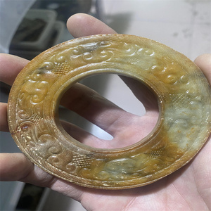 和田龙纹仿古古玉器收藏玉璧老玉壁摆件挂件春秋战国黄玉和氏玉璧