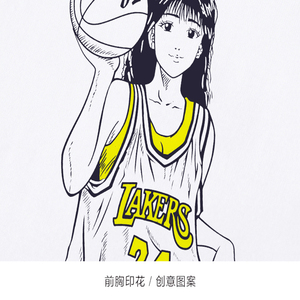 赤木晴子 灌篮高手篮球训练服科比印花 宽松oversize bf风t恤短袖