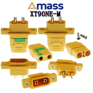 Amass带固定耳 XT90NE-M公头带M2.5螺母内嵌面板固定座航模连接器