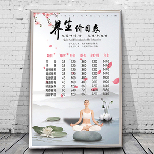 养生馆美容院项目表价格表价目表定制挂墙创意高档中医养生图片挂图
