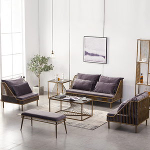 北欧铁艺小沙发简约现代茶几组合家用客厅卧室ins网红服装店沙发