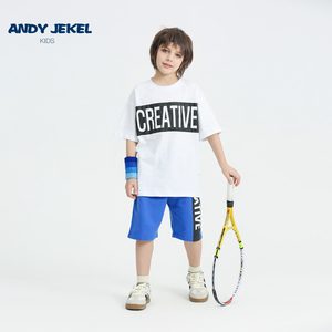 安迪杰克尔男童运动套装儿童纯棉短袖T恤短裤2件套洋气夏装新款
