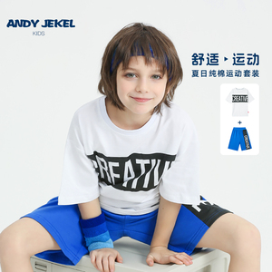 安迪杰克尔男童运动套装儿童纯棉短袖T恤短裤2件套洋气夏装新款