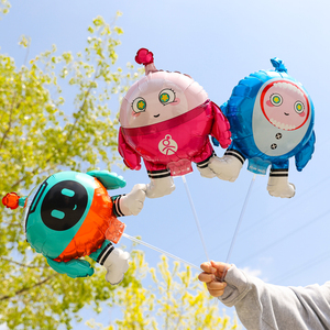 儿童卡通铝膜夹片气球手持棒蛋仔派对汽球杆子商场促销活动道具