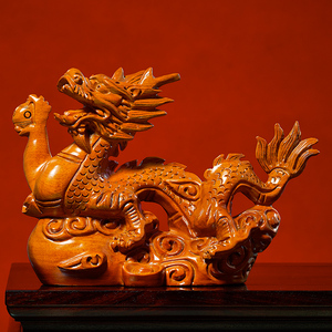 黄花梨木雕龙摆件实木生肖家居摆设龙形工艺品办公室青龙汉龙装饰