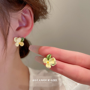 银针花朵叶子耳环韩国小清新气质甜美耳钉个性可爱风网红耳饰